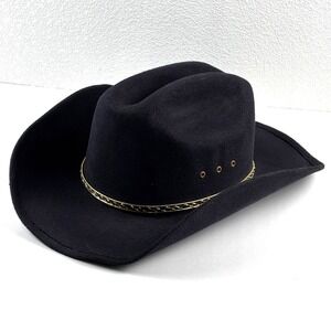 Western Express Cowboy Hat Mens 7 5/8 Black Warrior West Felt Gold Band Rodeo